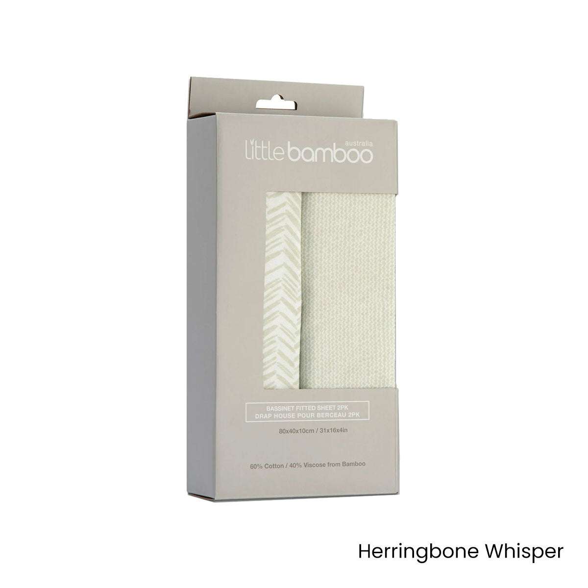 Bamboo Jersey Fitted Sheet Bassinet Size Herringbone Whisper