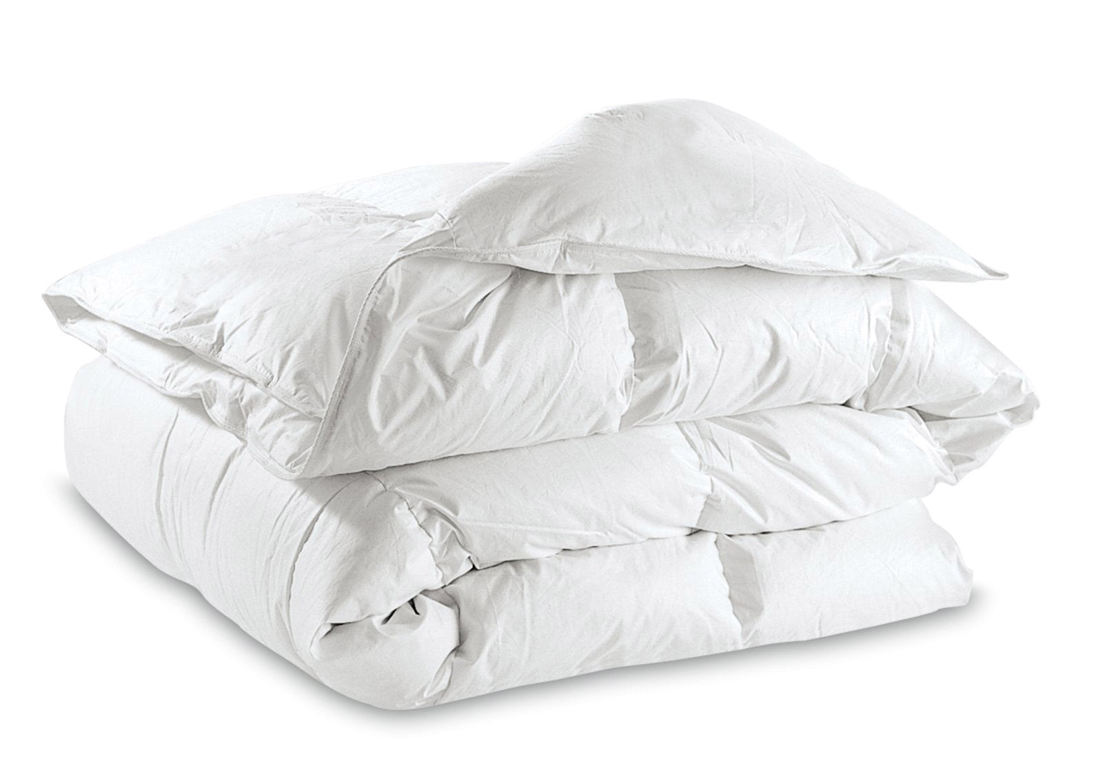 Folded double microfiber quilt, white, stitched baffle channels