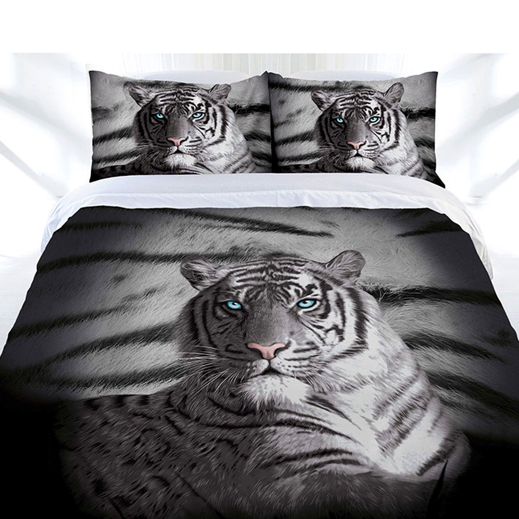 Home Blue Eyes Stripes Tiger Quilt Cover Set Single