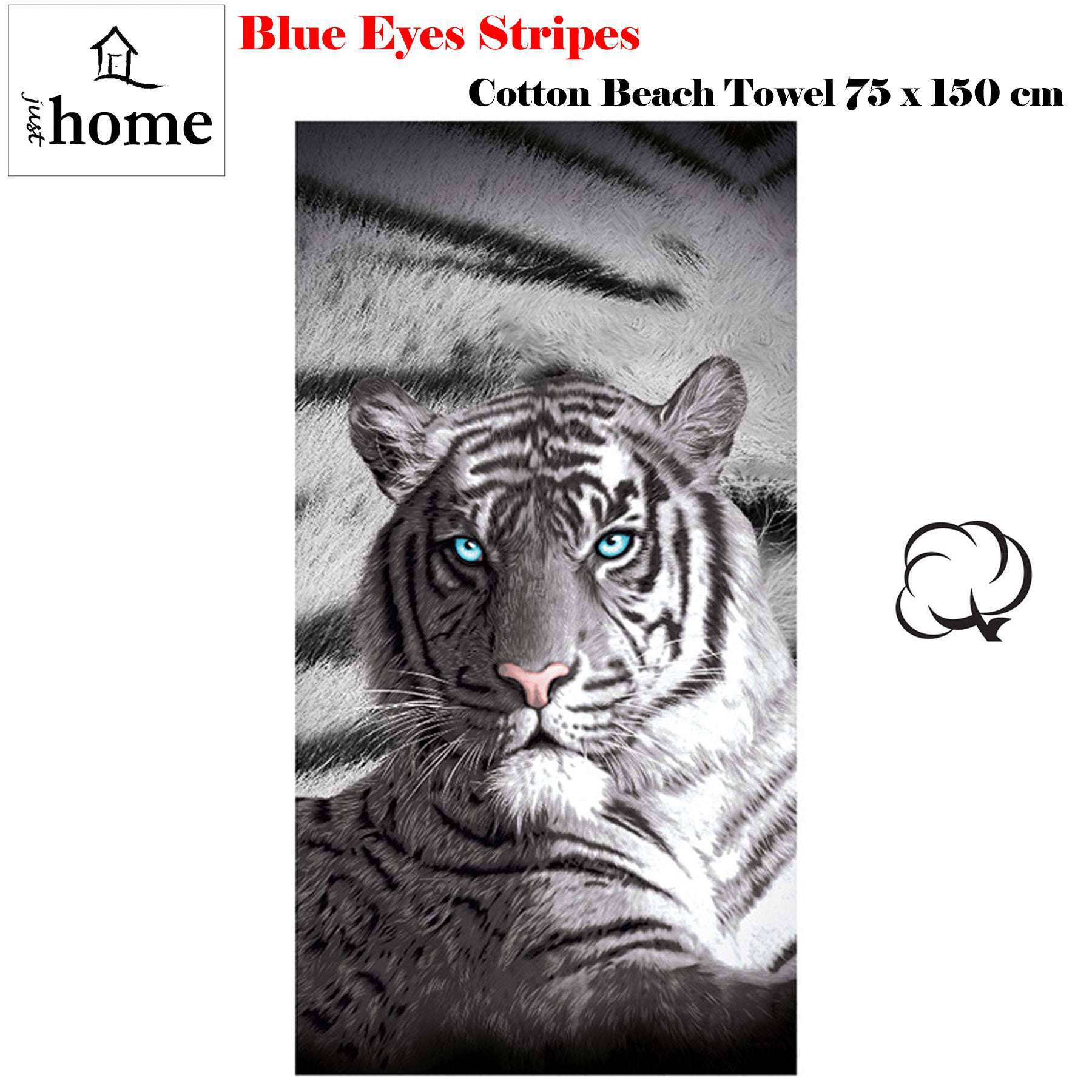 Home Blue Eyes Stripes Tiger Bath Beach Towel