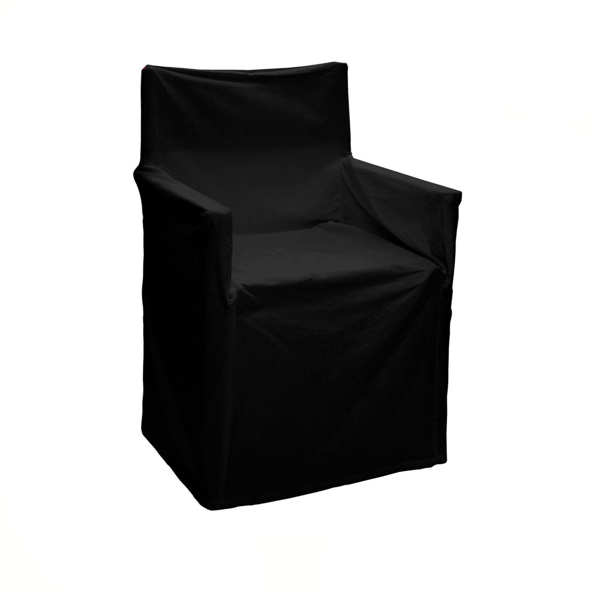 Plain black cotton director chair cover with fitted back and arm sections