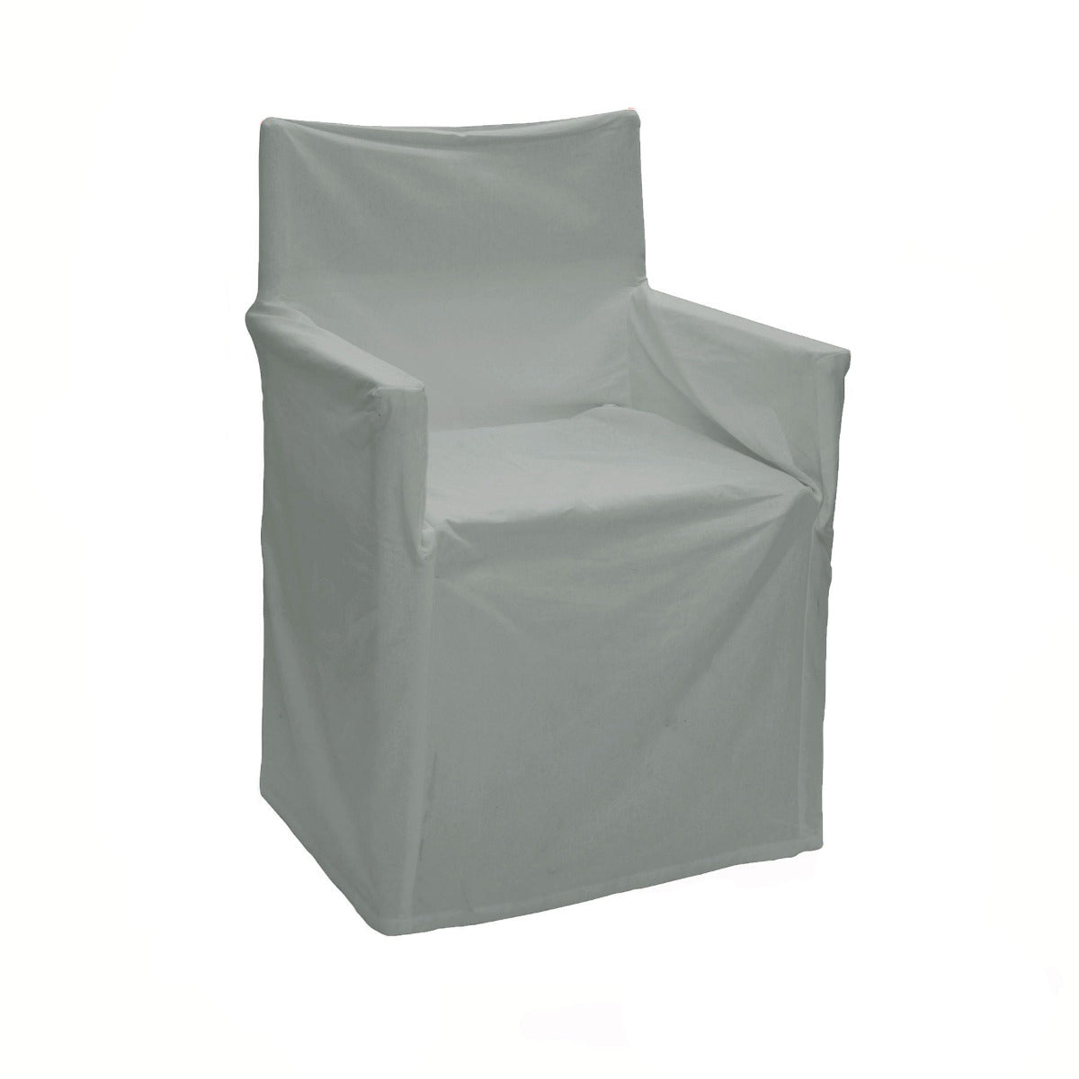 Grey cotton director chair cover with smooth plain fabric and fitted slip-on shape