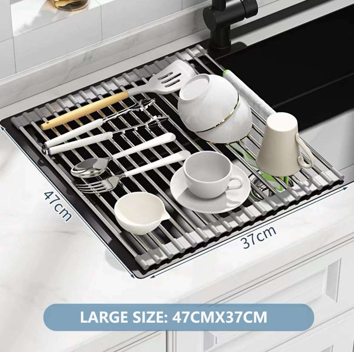Kitchen Roll-Up Dish Drying Rack Foldable 304 Stainless Steel