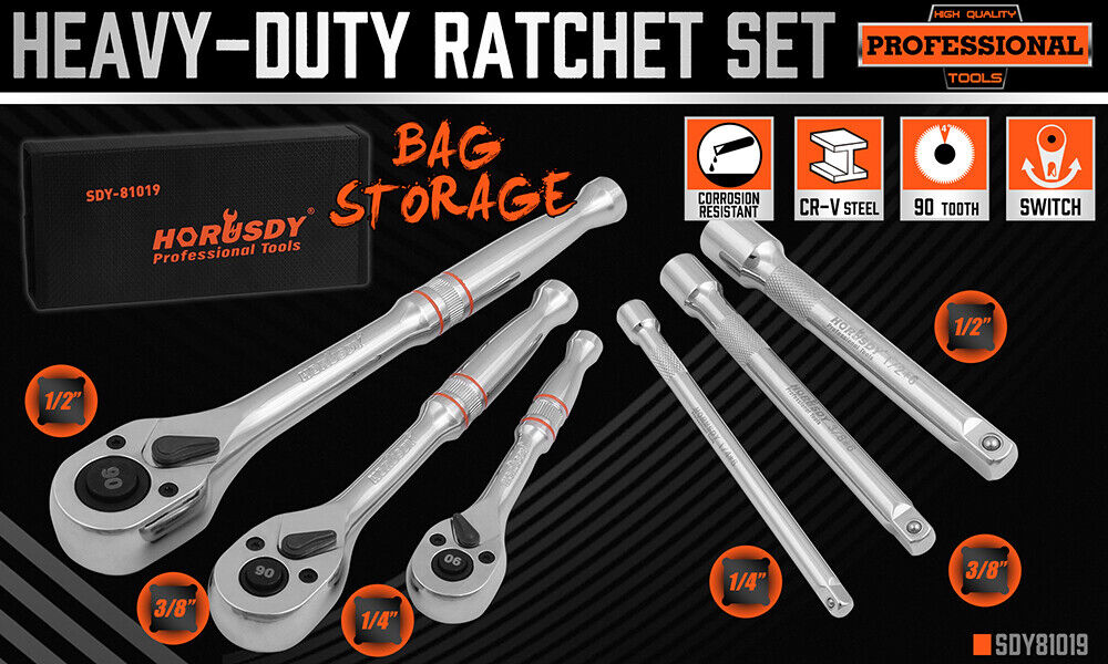 Workshop Mini Ratchet Spanner - 90 Tooth, Bag