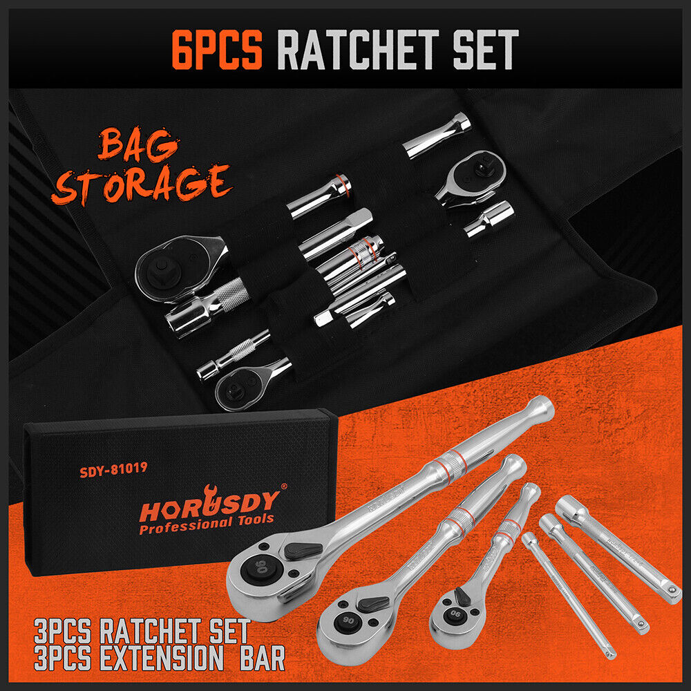 Mini Ratchet Spanner Set - 90 Tooth, Extension Bar