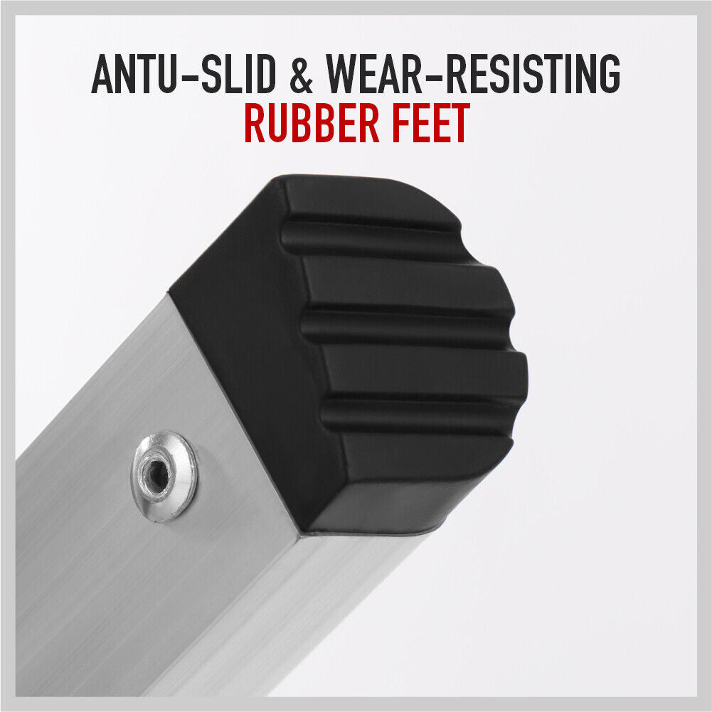 Ladder anti-slip rubber foot cap on aluminum frame with grip texture