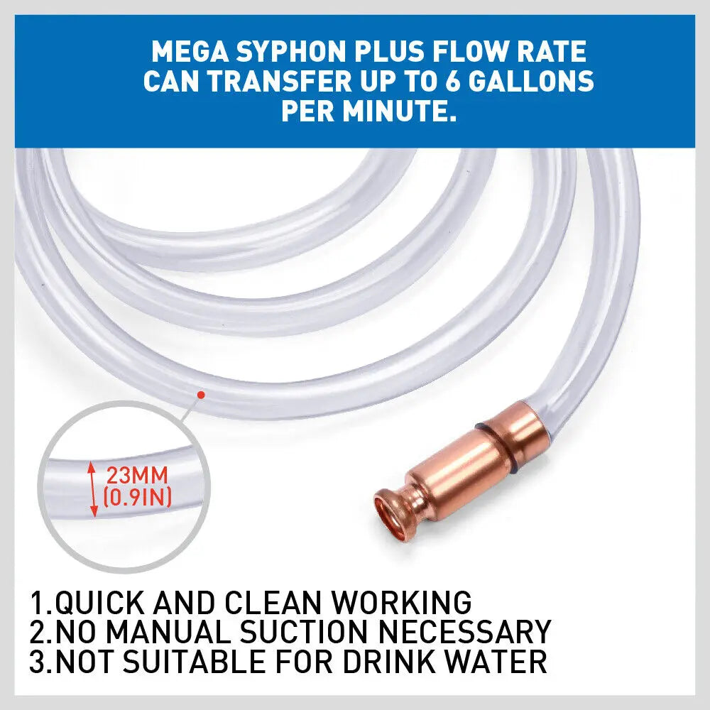 Copper self-priming siphon hose pump with clear tubing and copper nozzle