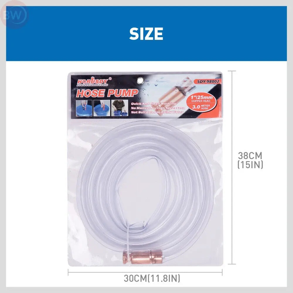 Hose pump kit with 30 ft clear siphon hose and copper nozzle, in retail package