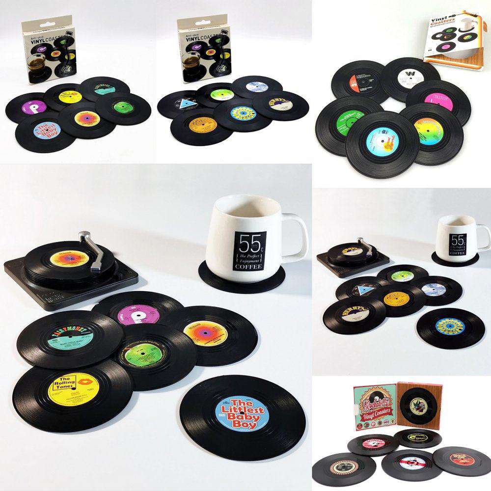 6x Creative Vinyl Record Cup Coasters Glass Drink Tableware Home