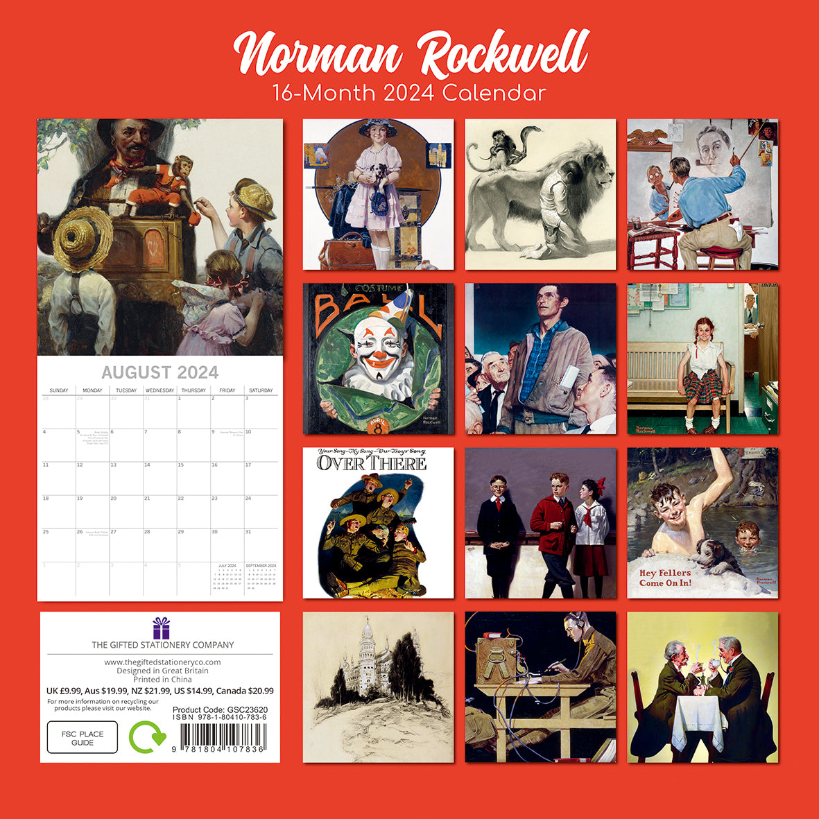 Norman Rockwell - 2024 Square Wall Calendar 16 Months Arts Planner New Year Gift