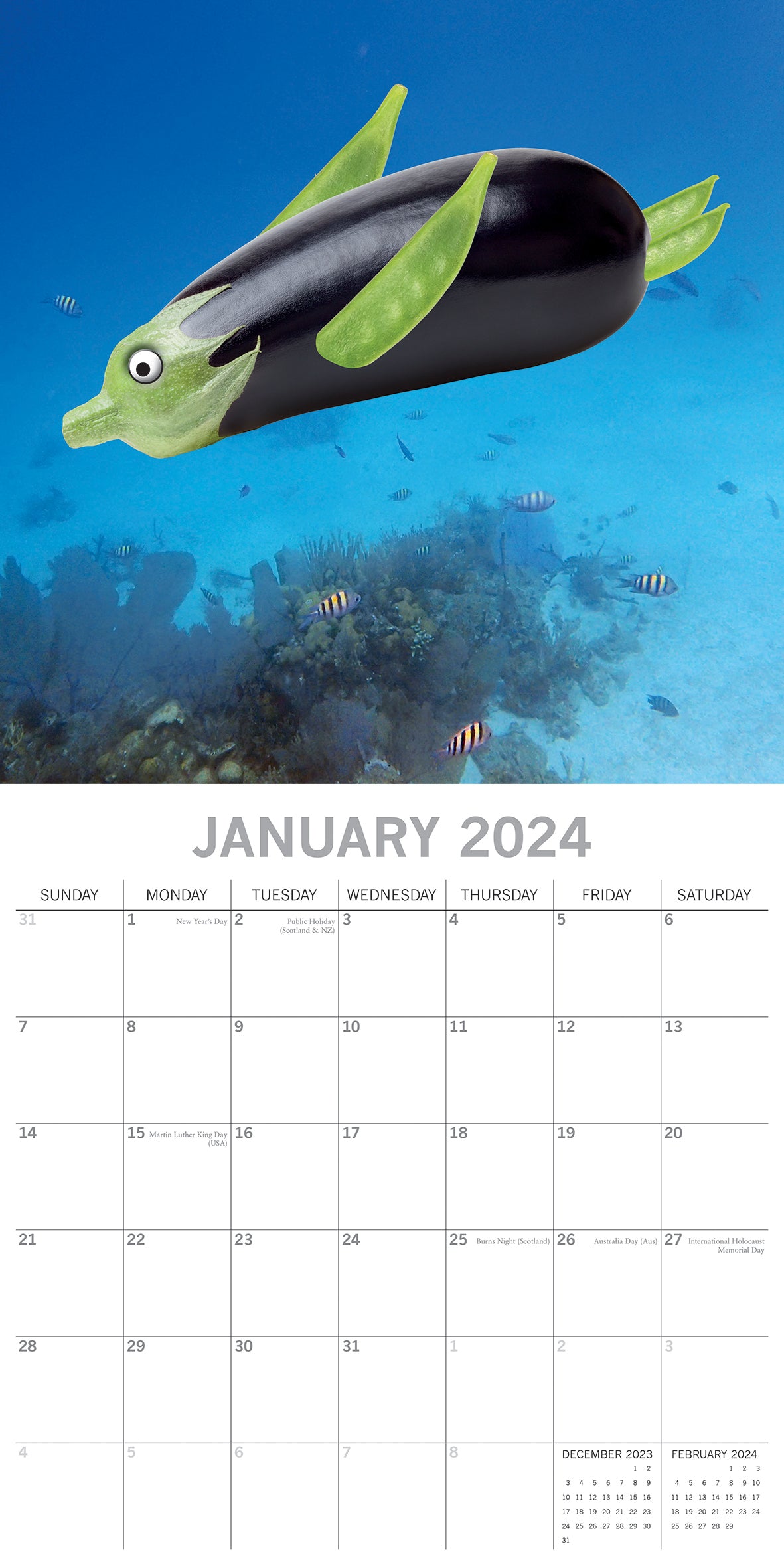 Sea Food - 2024 Square Wall Calendar 16 Months Planner Christmas New Year Gift