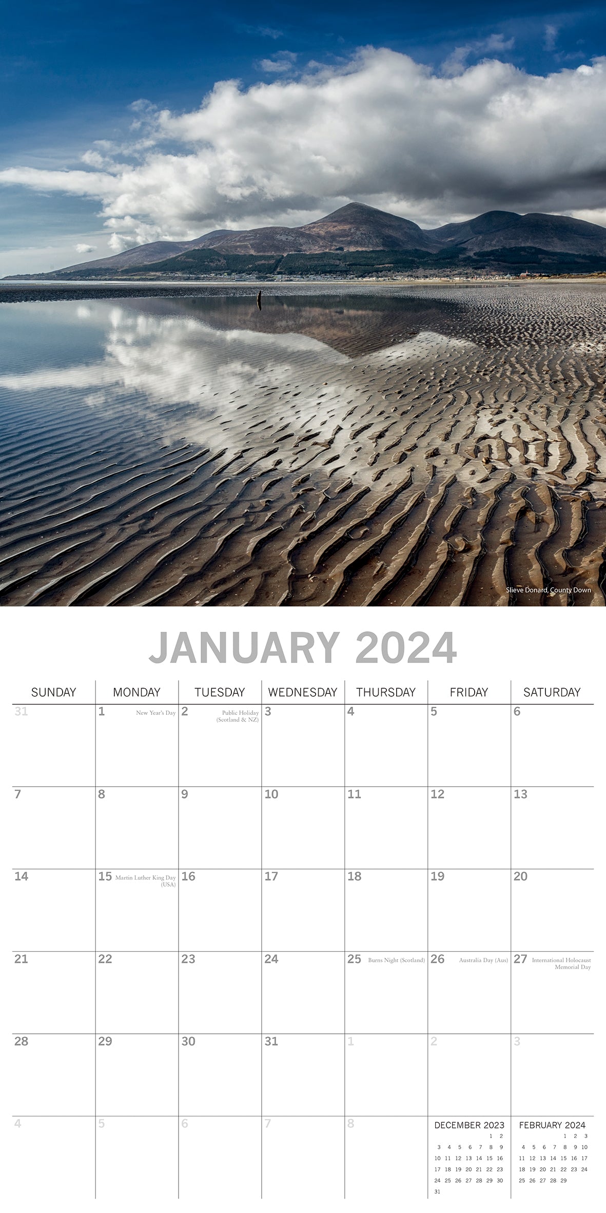 Coastlines of Ireland - 2024 Square Wall Calendar 16 Month Planner New Year Gift