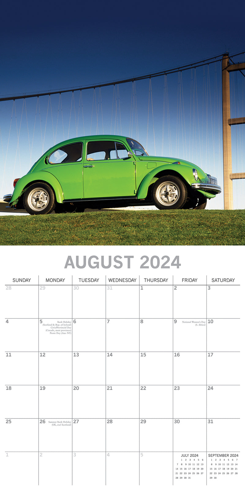 Classic Beetles - 2024 Square Wall Calendar 16 Months Planner Xmas New Year Gift