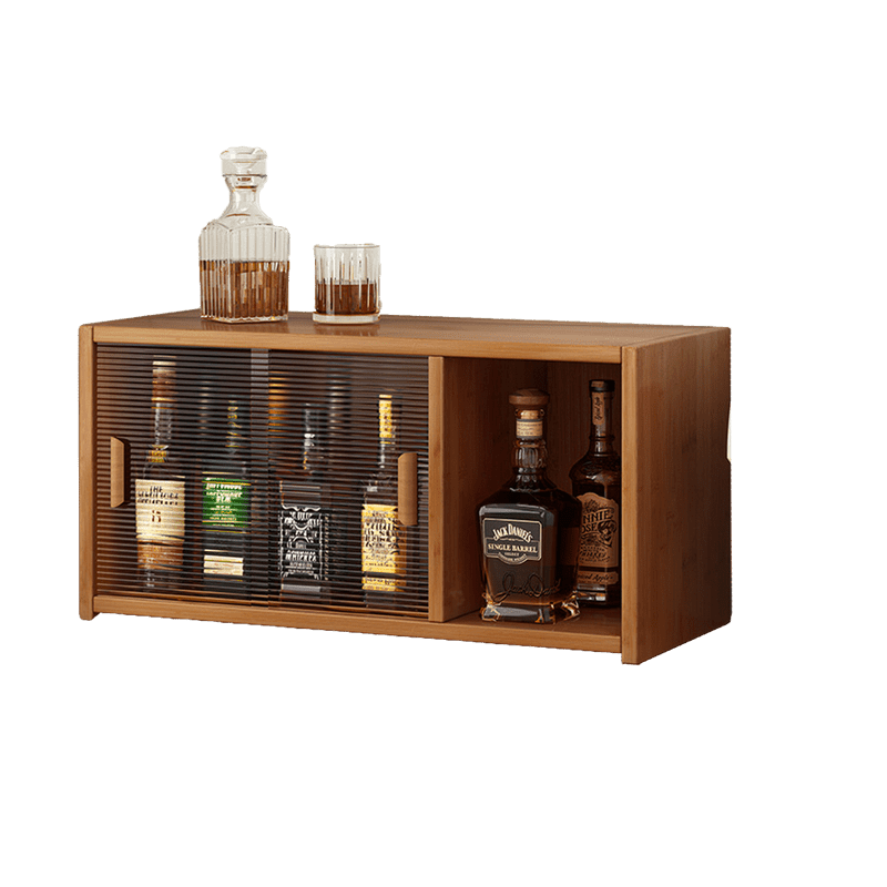 Dustproof Bamboo Cup Cabinet - Sliding Acrylic Door