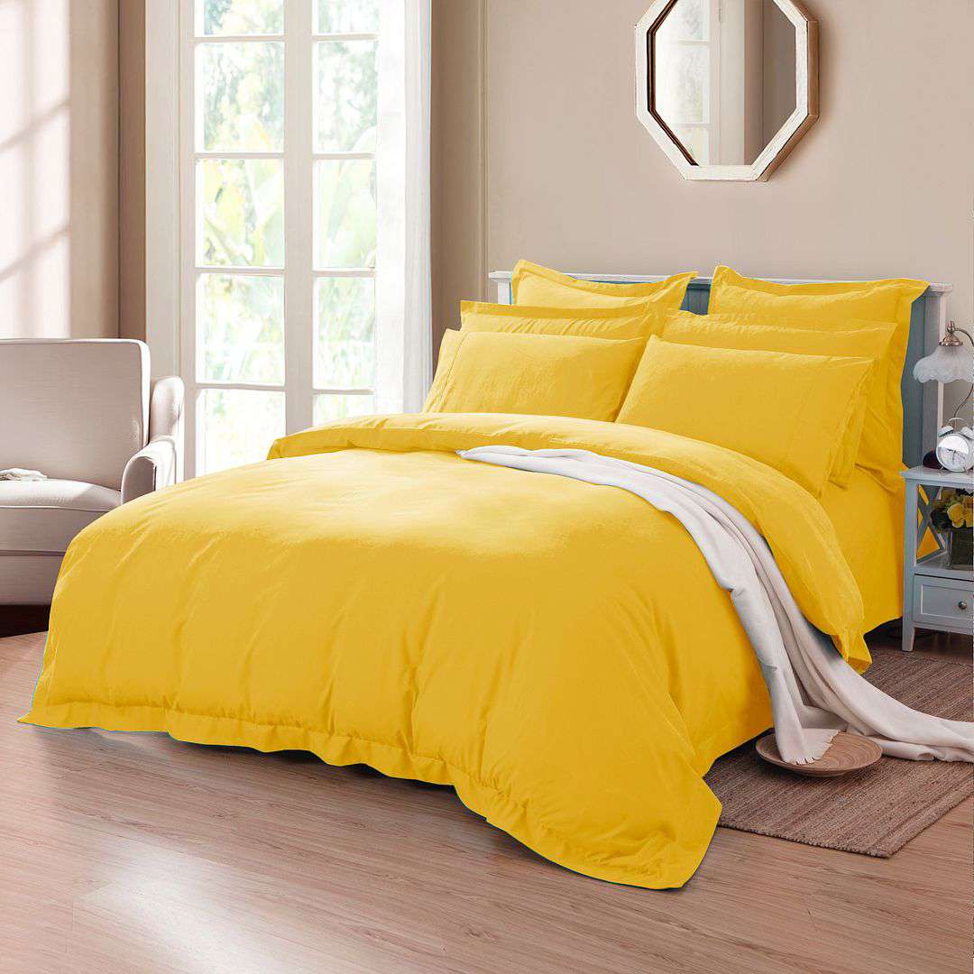Tailored 1000TC Ultra Soft King Size Yellow Duvet Quilt Cover Set