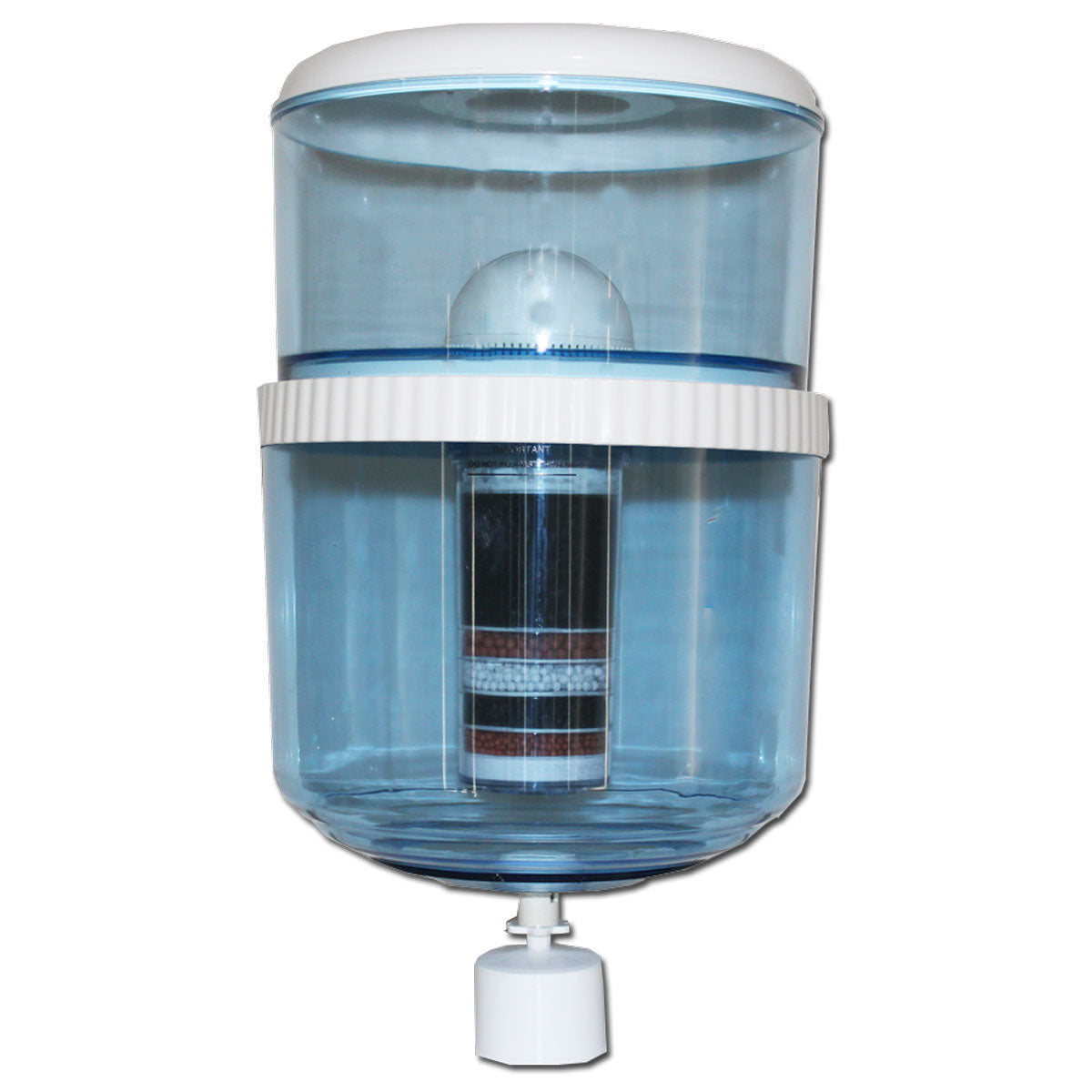 Countertop water filter system with clear tanks and front spigot