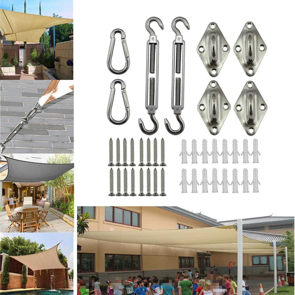 8pcs Hardware Sail Accessory Shade Canopy Fittings Sun Fixing Steel Stainless Bedworld
