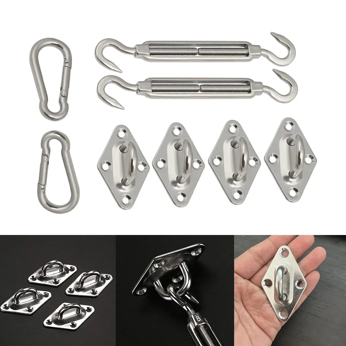 8pcs Hardware Sail Accessory Shade Canopy Fittings Sun Fixing Steel Stainless Bedworld