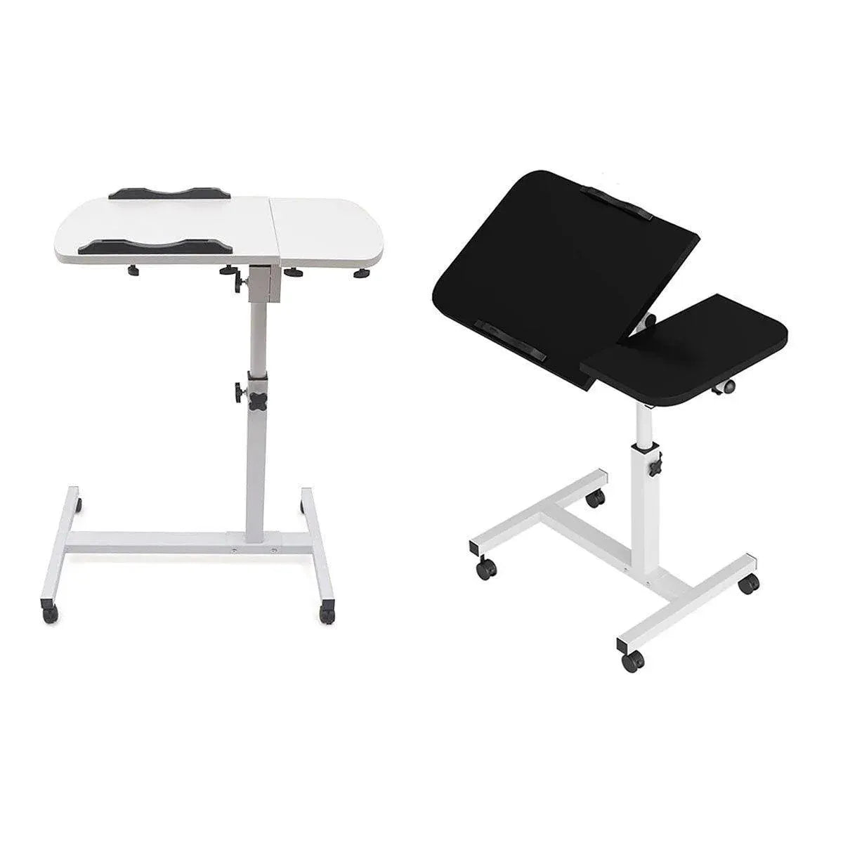 Adjustable Folding Computer Desk Stand Floor-Standing Movable Bedside Table - Black