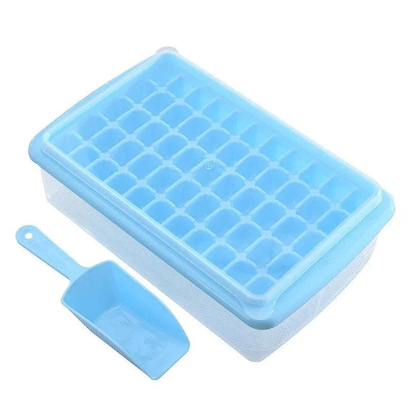 55 Grids Ice Cube Tray Mould With Lid And Storage Box Scoop Set Maker Ice Cube - Blue Bedworld