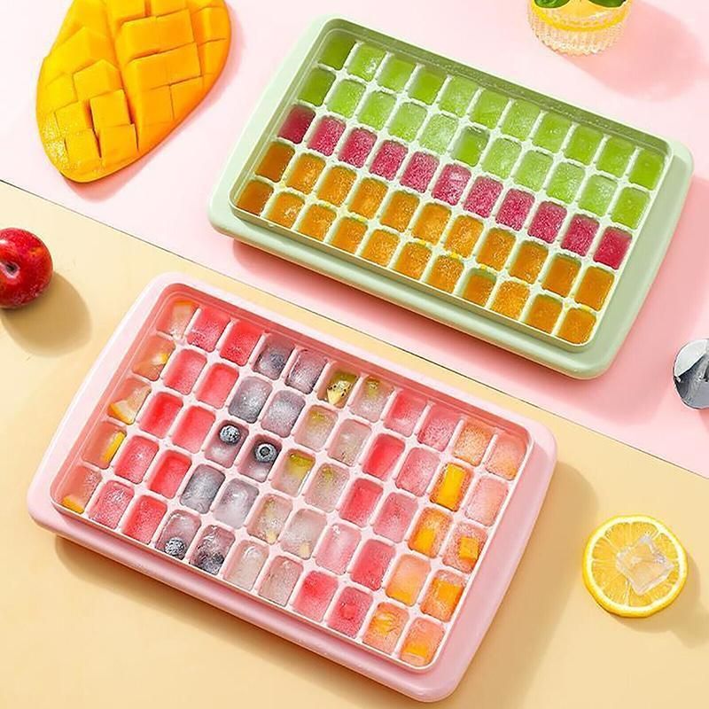 55 Grids Ice Cube Tray Mould With Lid And Storage Box Scoop Set Maker Ice Cube - Blue Bedworld
