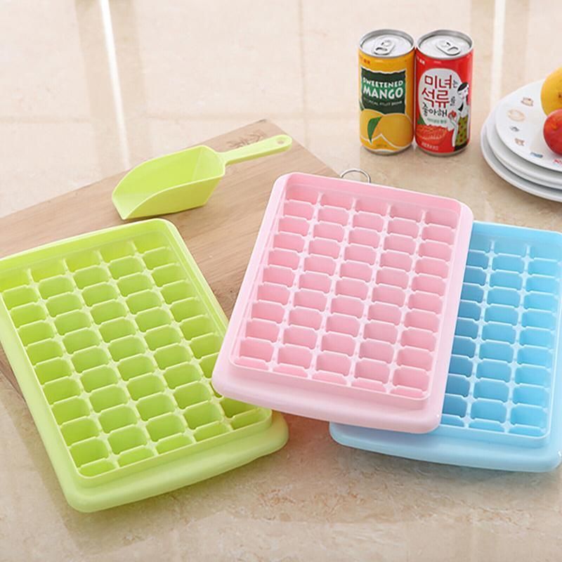 55 Grids Ice Cube Tray Mould With Lid And Storage Box Scoop Set Maker Ice Cube - Blue Bedworld