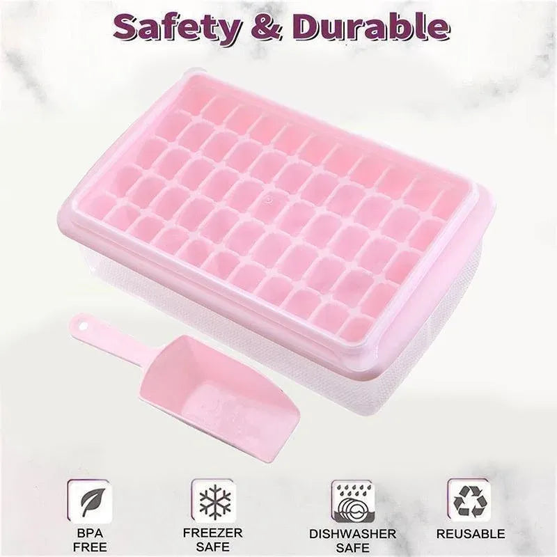 55 Grids Ice Cube Tray Mould With Lid And Storage Box Scoop Set Maker Ice Cube - Blue Bedworld