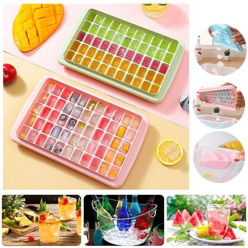 55 Grids Ice Cube Tray Mould With Lid And Storage Box Scoop Set Maker Ice Cube - Blue Bedworld