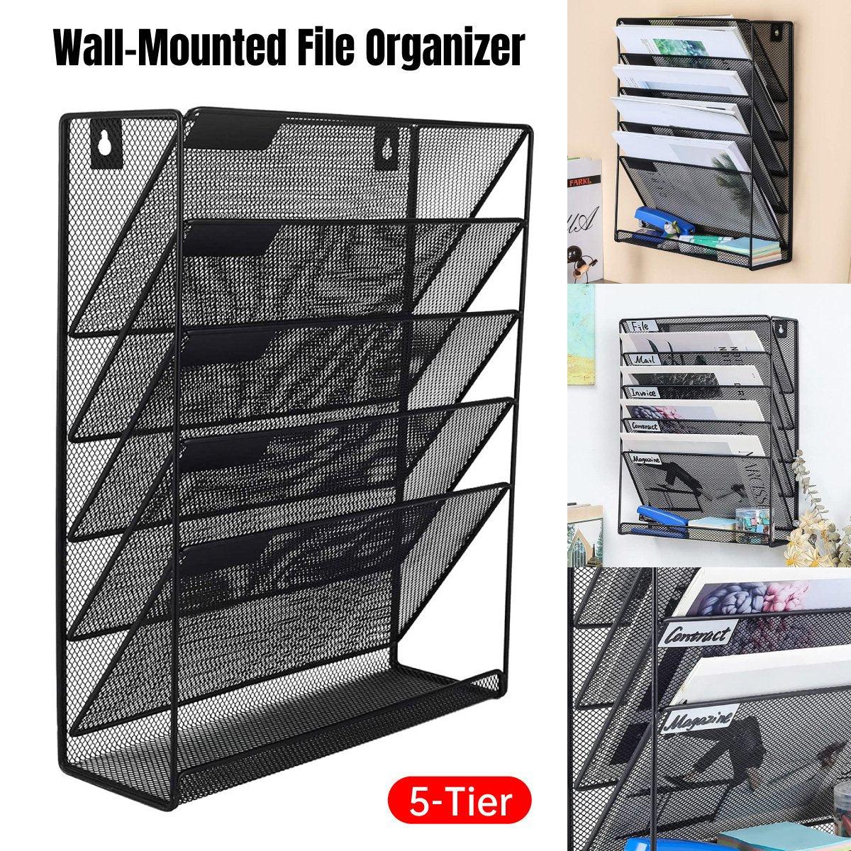 5 Tier Iron File Organiser Desktop File Management Shelf for Office St