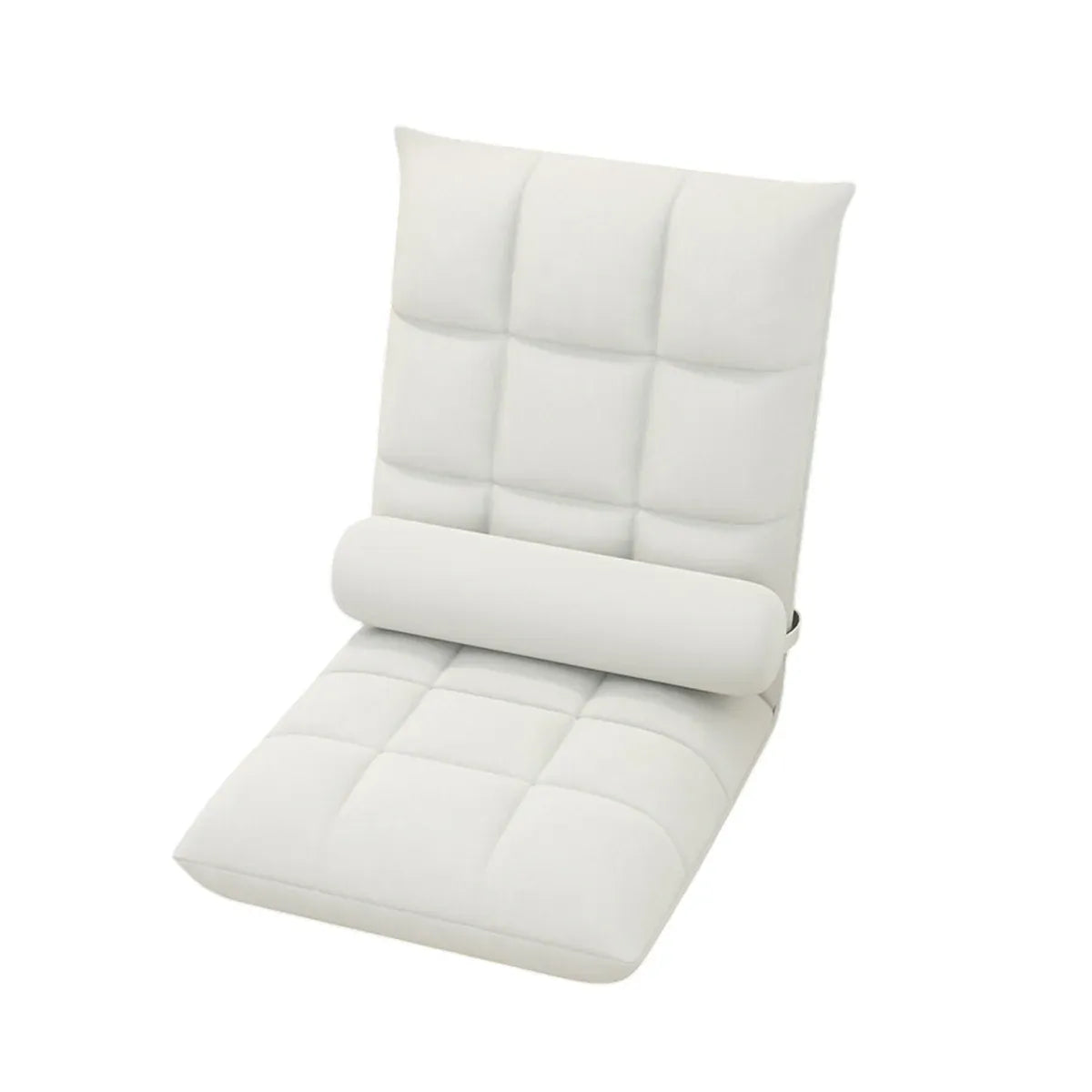 Floor Lounge Sofa Bed Chair with Lumbar Pillow Folding Adjustable Cushion - White Bedworld
