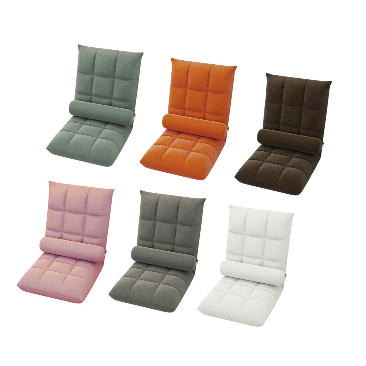 Floor Lounge Sofa Bed Chair with Lumbar Pillow Folding Adjustable Cushion - White Bedworld