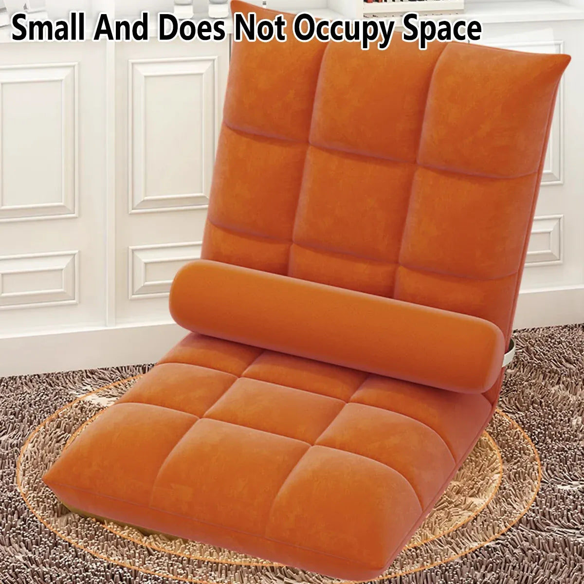 Floor Lounge Sofa Bed Chair with Lumbar Pillow Folding Adjustable Cushion - White Bedworld