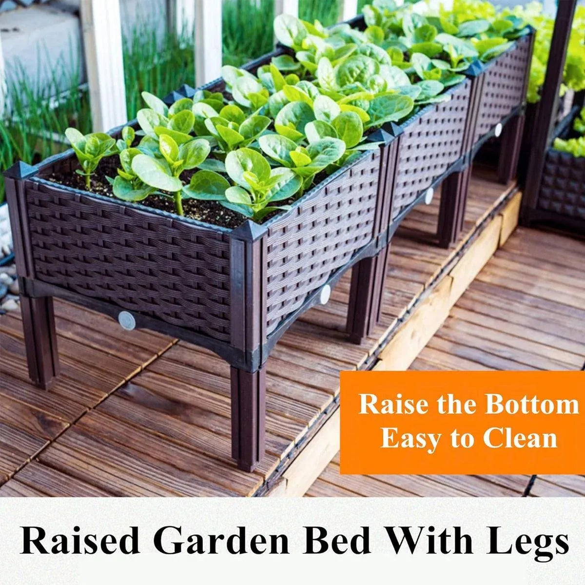 Outdoor Rectangular Balcony Vegetable Planter Box Garden Flower Planting Bedworld