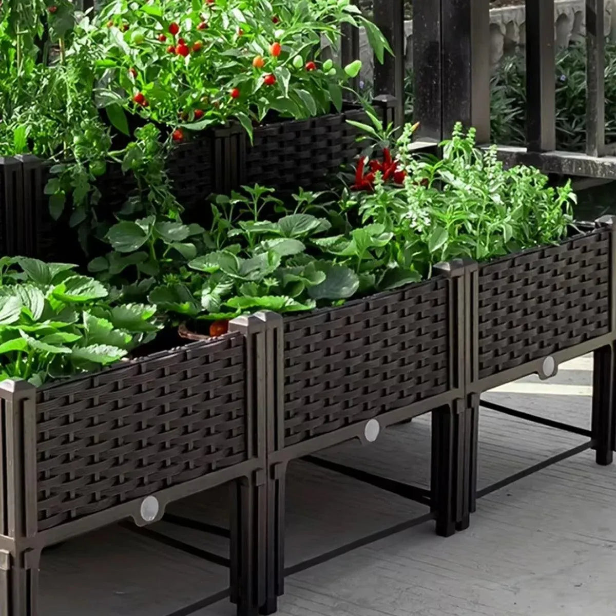 Outdoor Rectangular Balcony Vegetable Planter Box Garden Flower Planting Bedworld