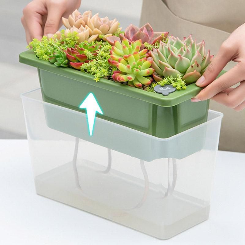 Balcony Vegetable Pot Planter Lazy Self Priming Flower Pot for Indoor Gardening - White Bedworld