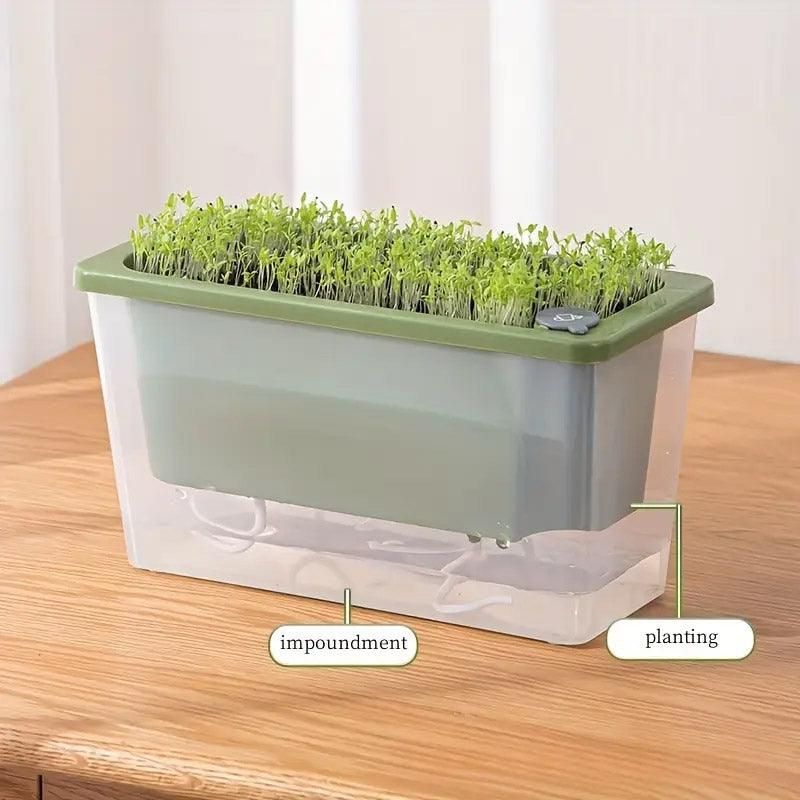 Balcony Vegetable Pot Planter Lazy Self Priming Flower Pot for Indoor Gardening - White Bedworld