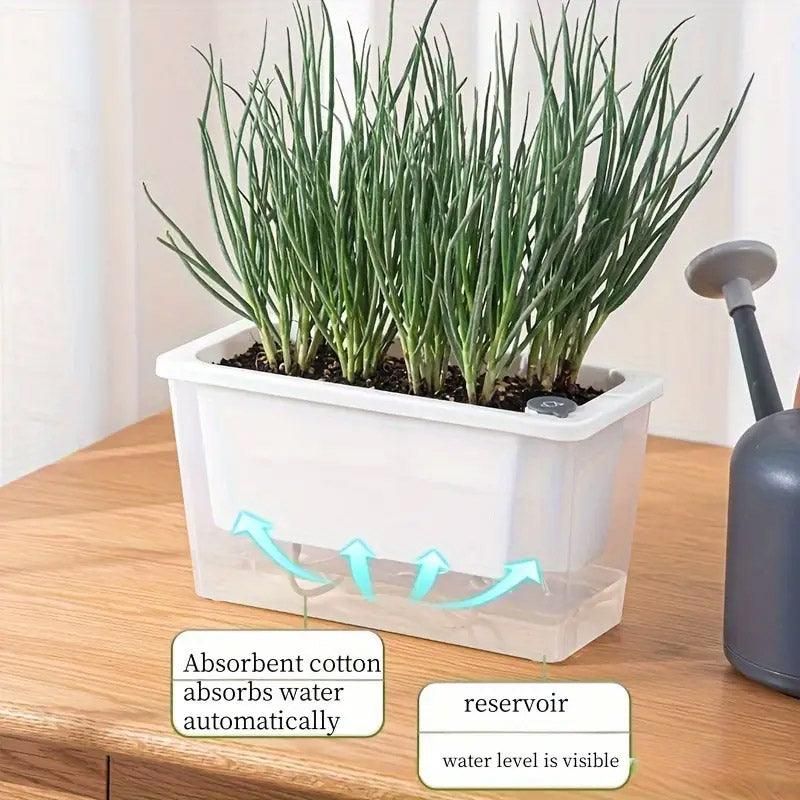 Balcony Vegetable Pot Planter Lazy Self Priming Flower Pot for Indoor Gardening - White Bedworld