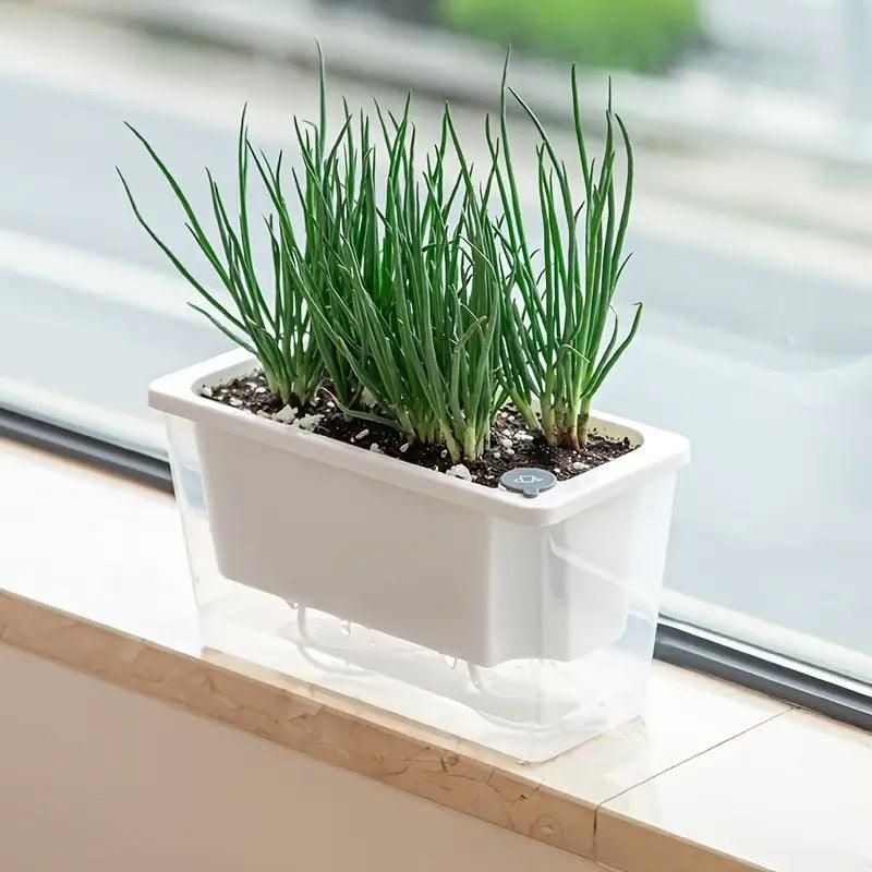 Balcony Vegetable Pot Planter Lazy Self Priming Flower Pot for Indoor Gardening - White Bedworld