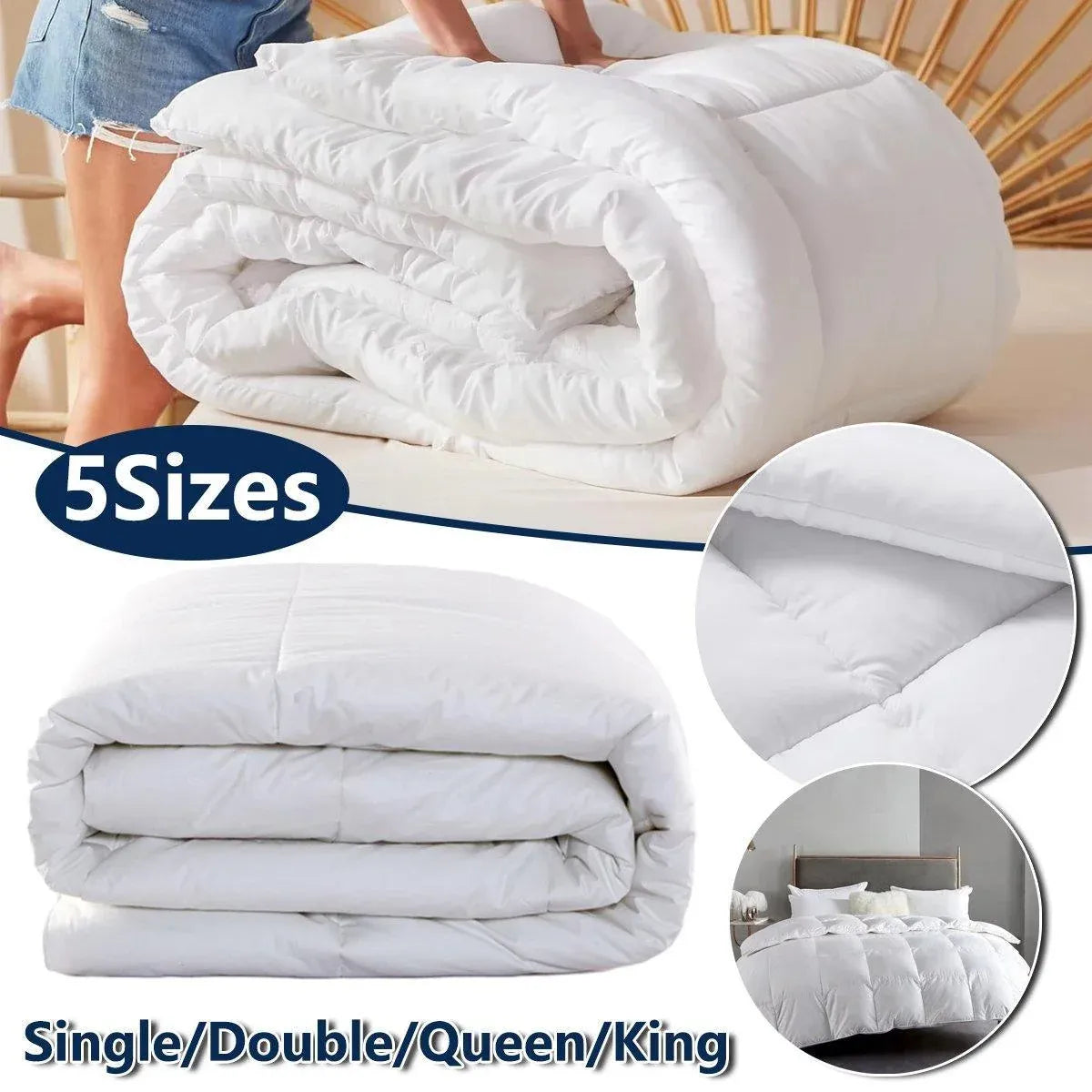 Luxury Hotel Quilt Core ??Soft Microfiber Down Alternative Comforter for All Seasons - 180x210cm-Cotton Bedworld