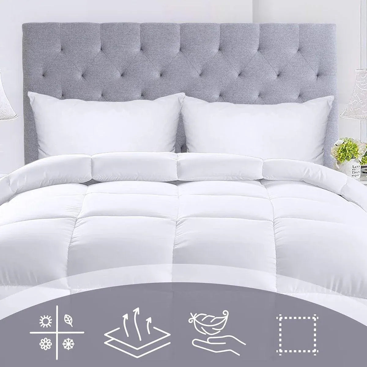 Luxury Hotel Quilt Core ??Soft Microfiber Down Alternative Comforter for All Seasons - 180x210cm-Cotton Bedworld