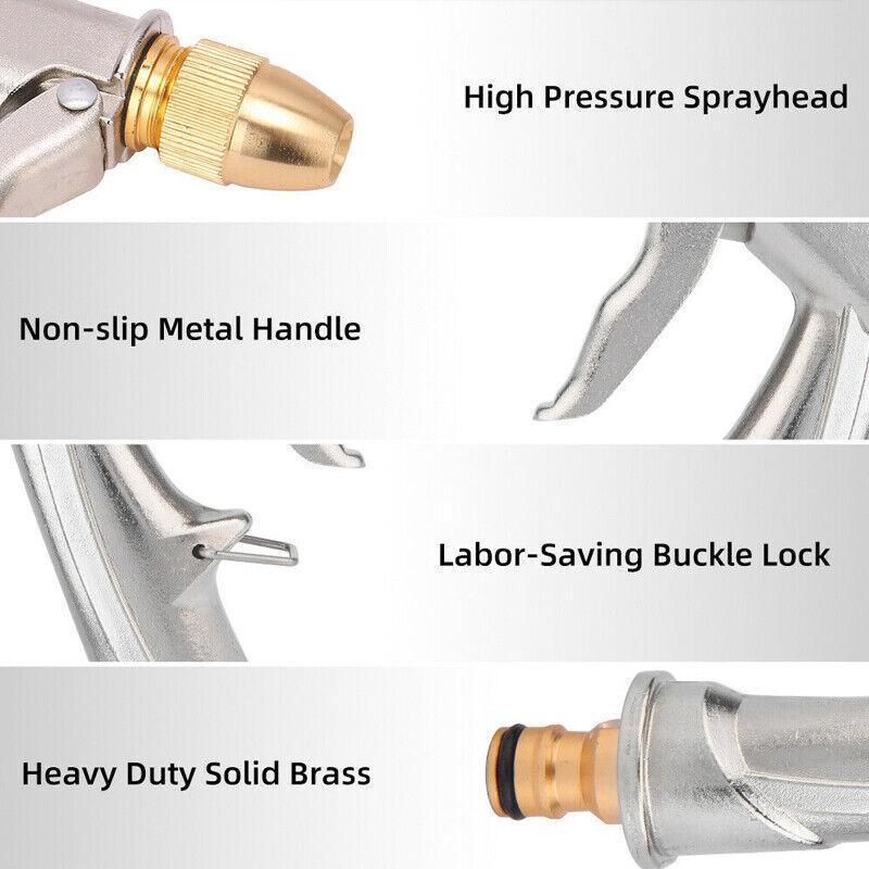 2Pcs High Pressure Water Spray Handle Nozzle Brass Garden Hose Pipe Lawn Car Wash Bedworld