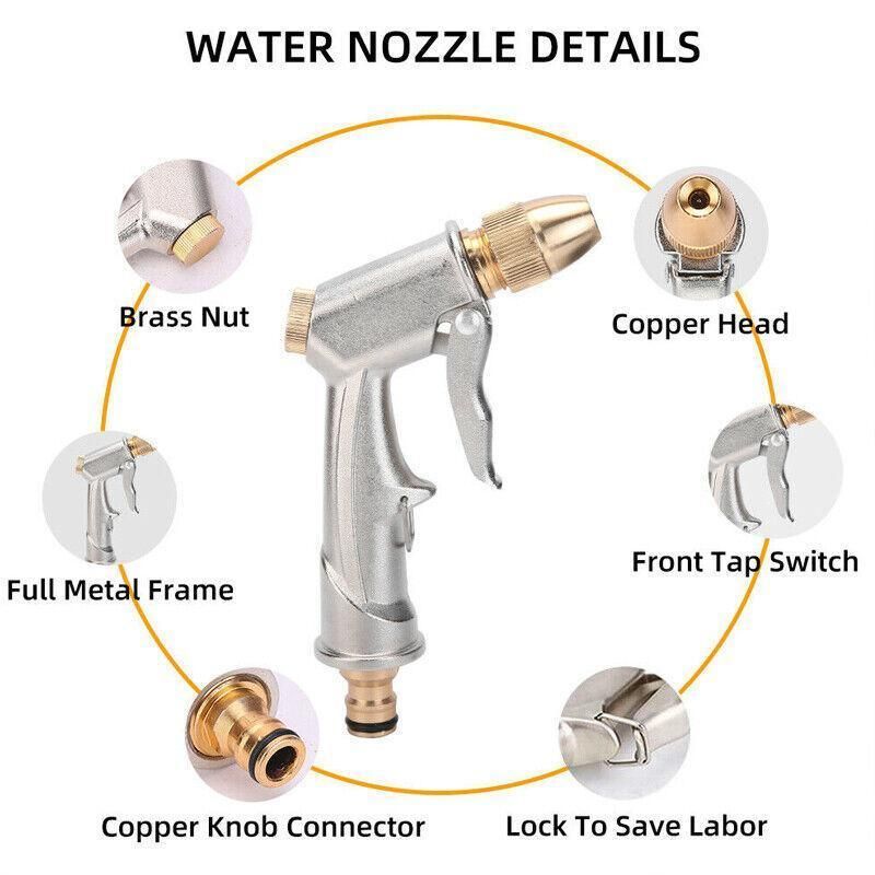 2Pcs High Pressure Water Spray Handle Nozzle Brass Garden Hose Pipe Lawn Car Wash Bedworld
