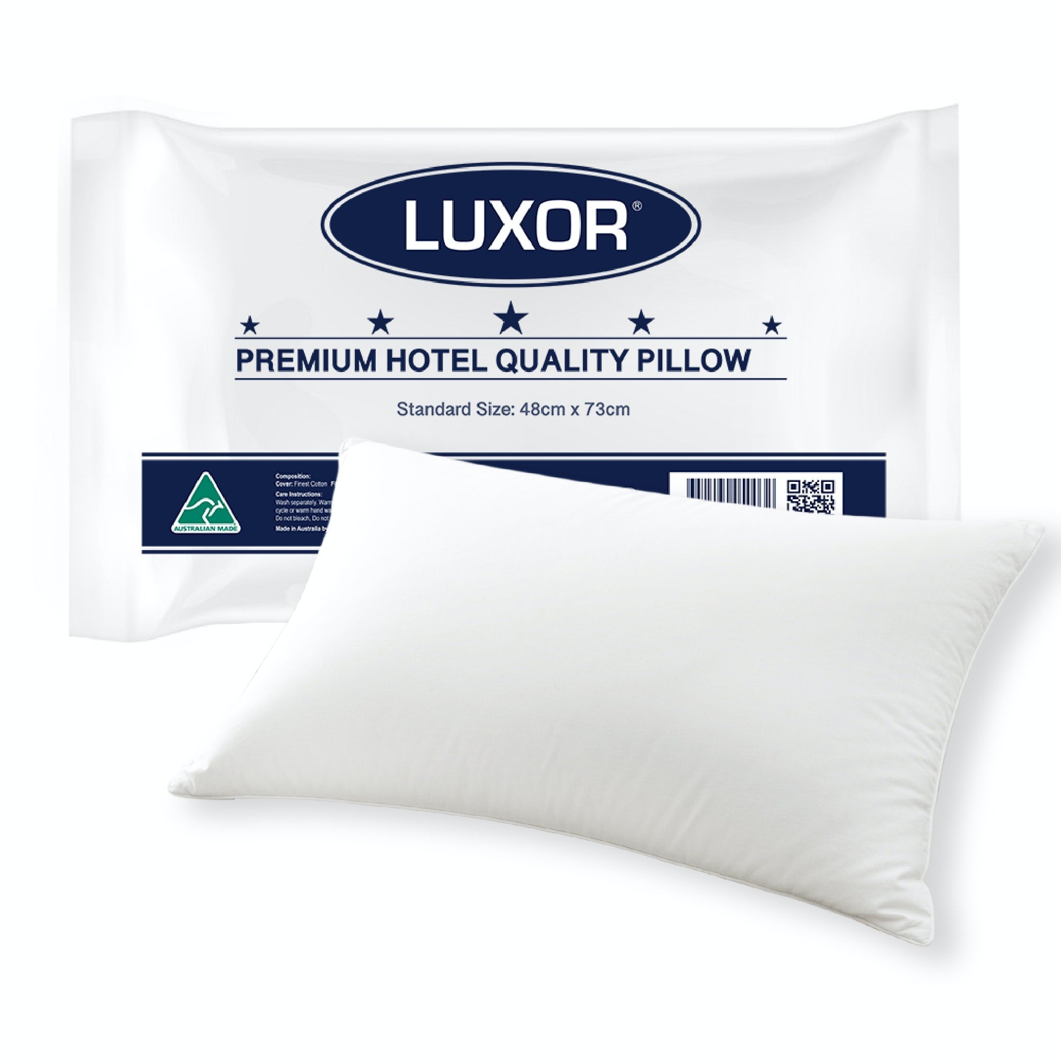 Luxor hotel quality standard size pillow, white, single pack bedding cushion