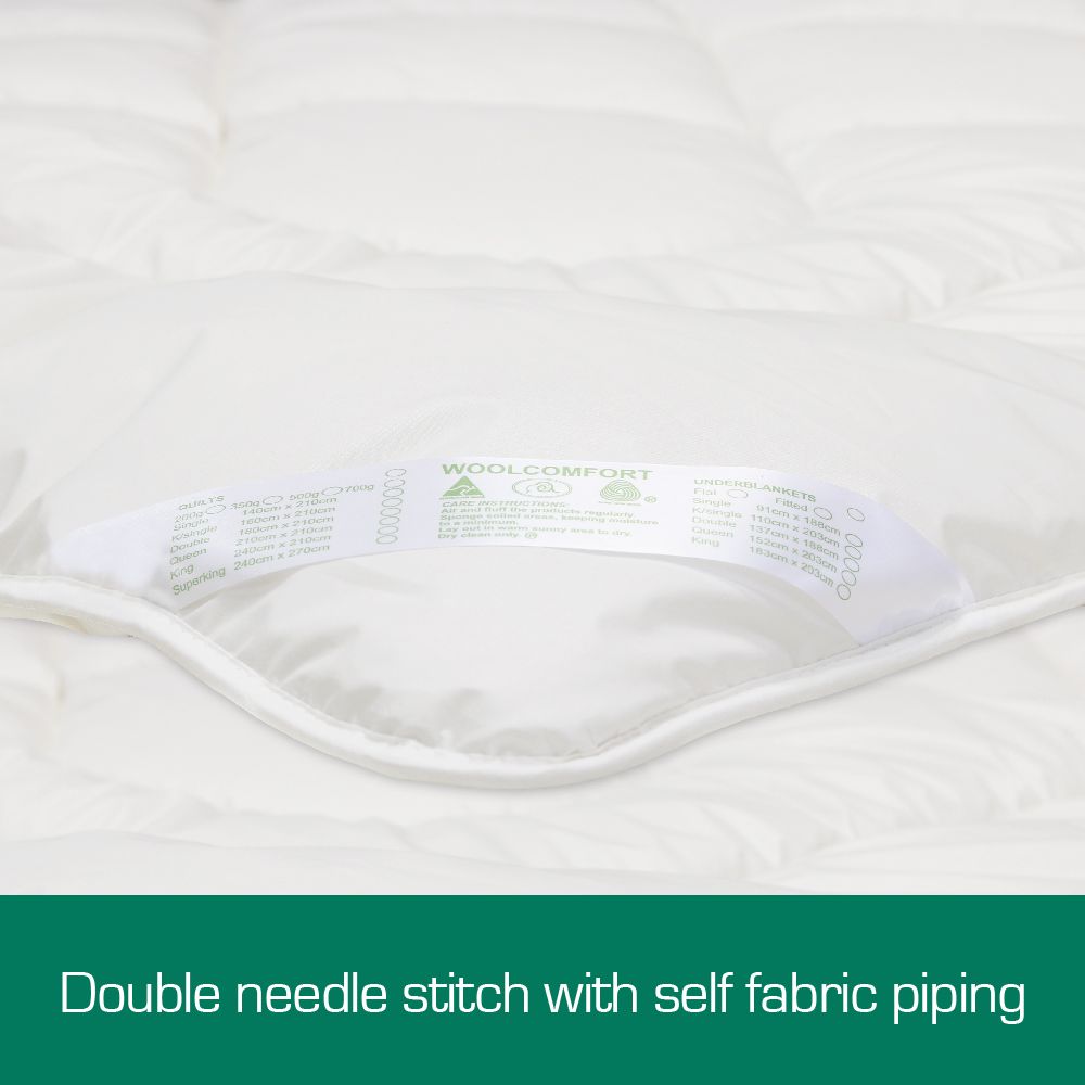 Woolcomfort Aus Made Merino Wool Quilt 500GSM 240x210cm King Size Bedworld
