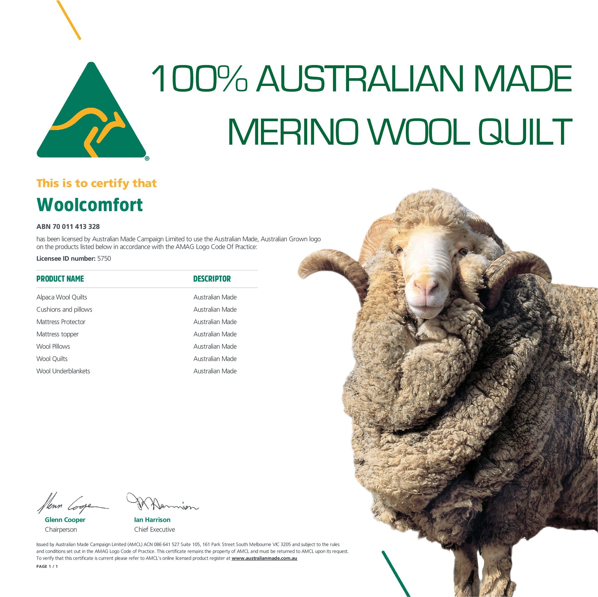 Woolcomfort Aus Made Merino Wool Quilt 700GSM 270x240cm Super King Size Bedworld