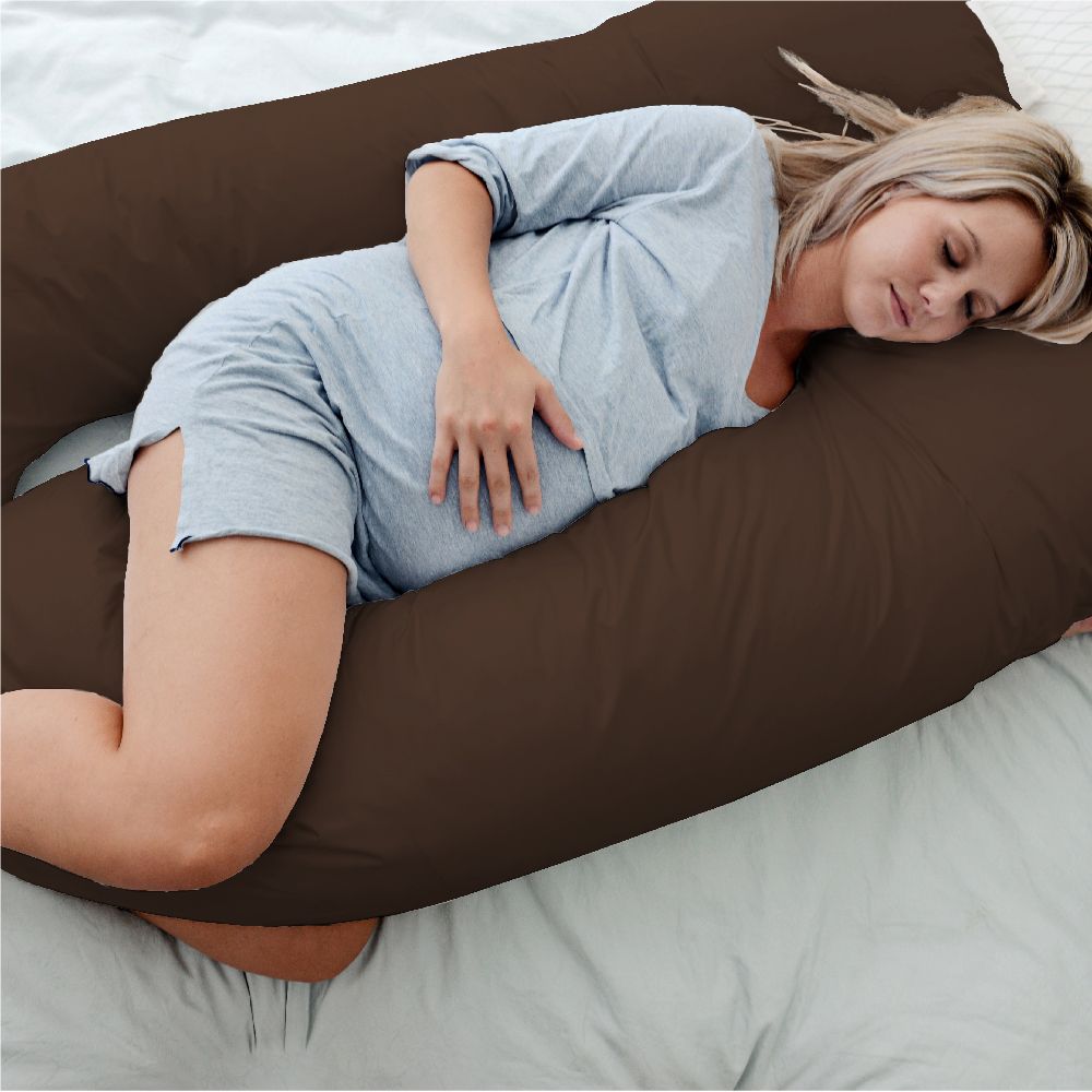 Woolcomfort Aus Made Maternity Pregnancy Nursing Sleeping Body Pillow Pillowcase Included Chocolate Bedworld