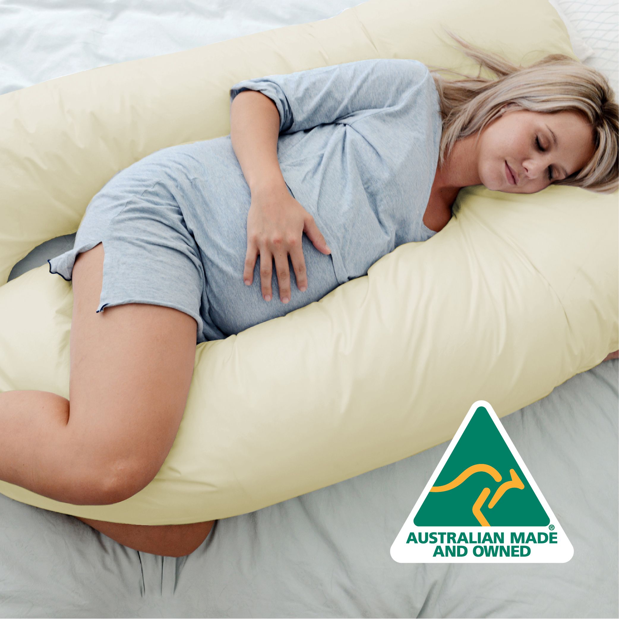 Woolcomfort Aus Made Maternity Pregnancy Nursing Sleeping Body Pillow Pillowcase Included Cream Bedworld