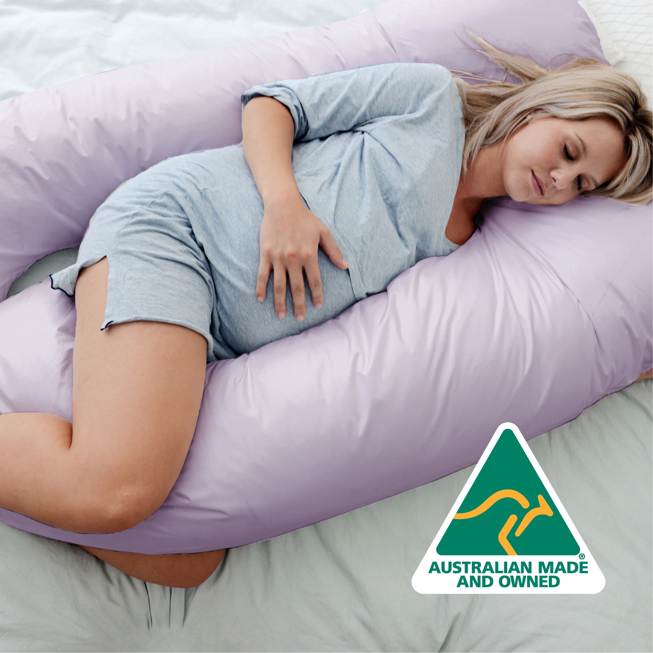 Woolcomfort Aus Made Maternity Pregnancy Nursing Sleeping Body Pillow Pillowcase Included Lilac Bedworld