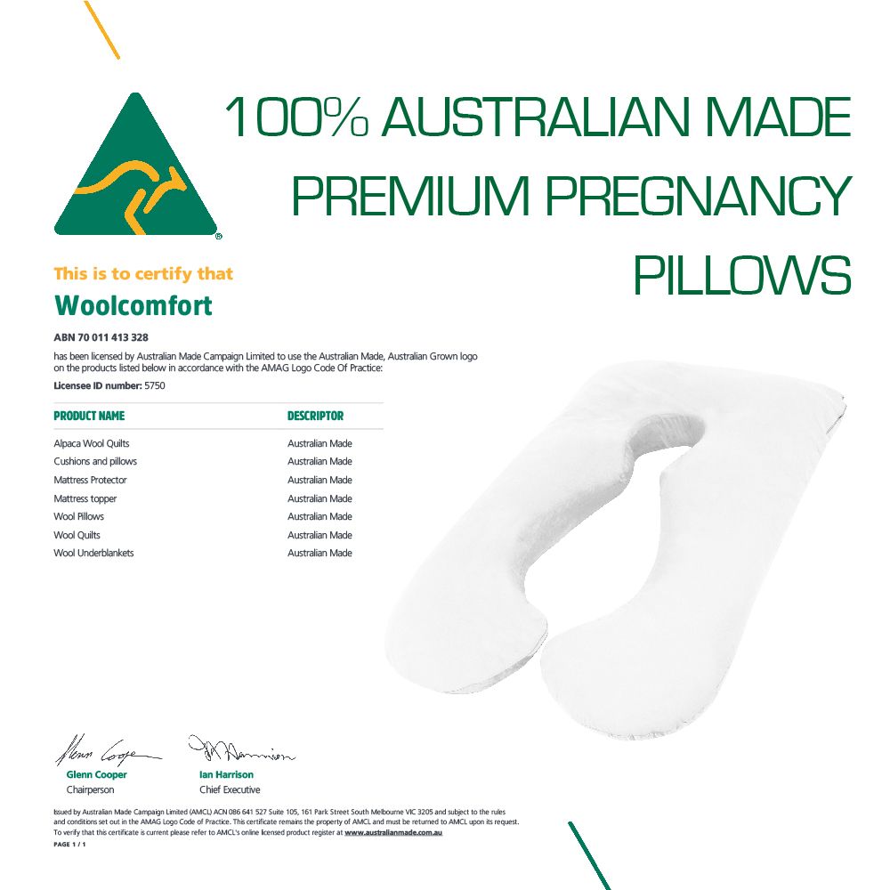 Woolcomfort Aus Made Maternity Pregnancy Nursing Sleeping Body Pillow Pillowcase Included Lilac x Grey Bedworld