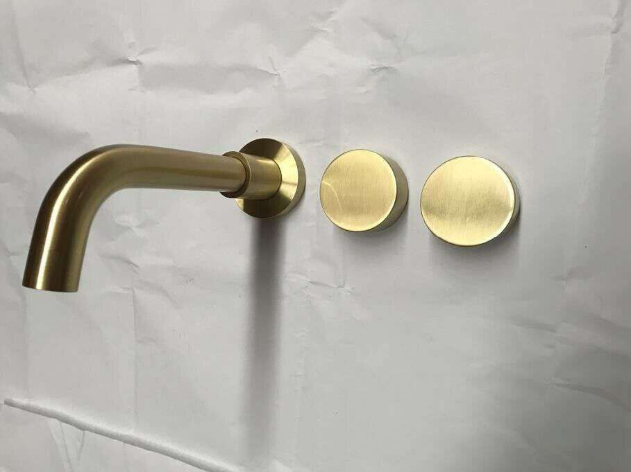 Burnished Gold Brushed Brass mixer WaterMark WELS round taps wall faucet basin